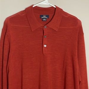 Brooks Brothers 346 Cinnamon Pullover Collar Button Longsleeve sweater- Large
